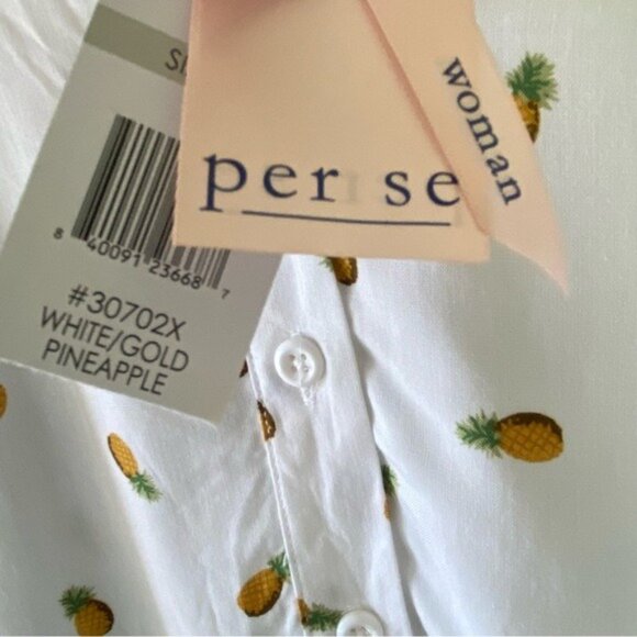 NWT Per Se Women's Pineapple Print‎ Button-Down Top/Blouse Size 1X - Picture 6 of 9
